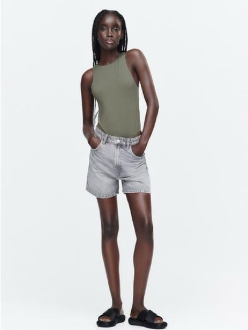 Zara Olive Green Sleeveless Bodysuit